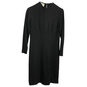 Vintage Eve Le Coq Couture Dress Womens S Black Wool Long Sleeve High Neck 60s
